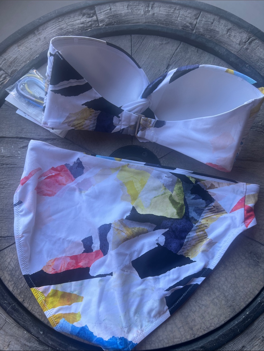 Calia Abstract Multi-Color Bandeau Bikini Set medium C1 - Picture 6 of 10